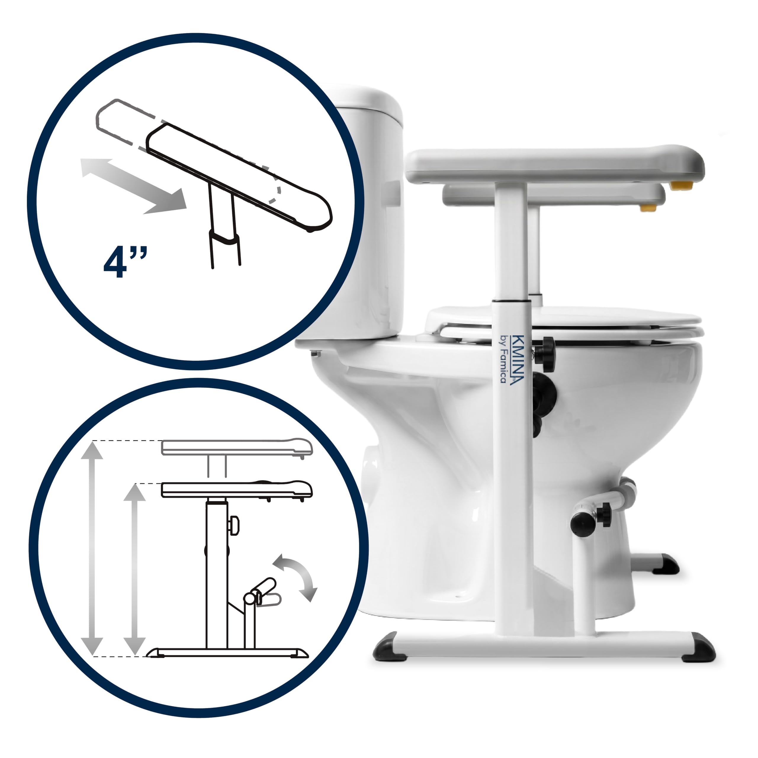 KMINA - Toilet Safety Rails for Seniors (330 lbs) Toilet Safety Frame