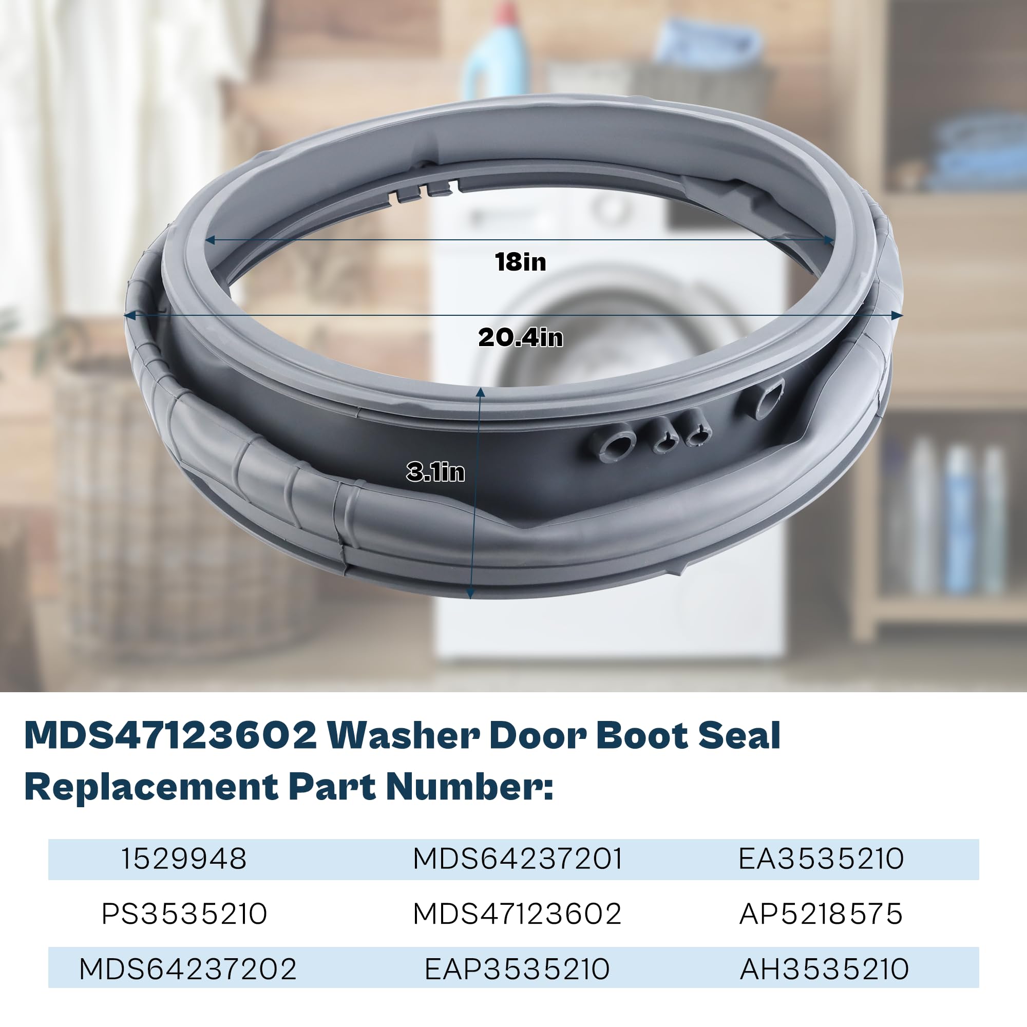 Upgraded MDS47123602 WM3670HWA MDS47123601 Washer Door Boot Seal Gasket fit for