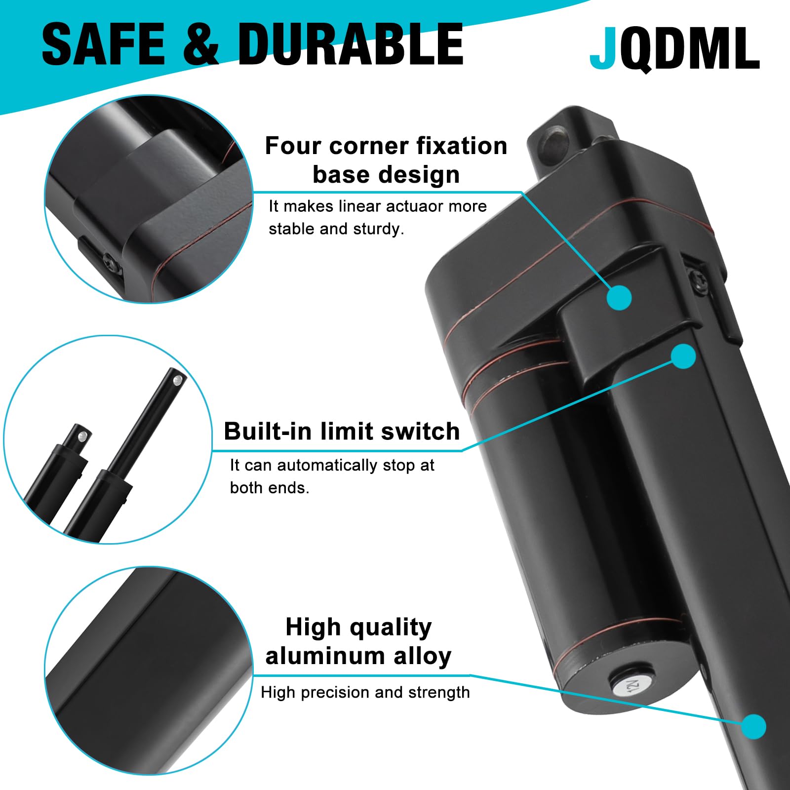 JQDML 26 Inch High Speed 1.34"/sec Linear Actuator 12V 88lbs/400N IP65