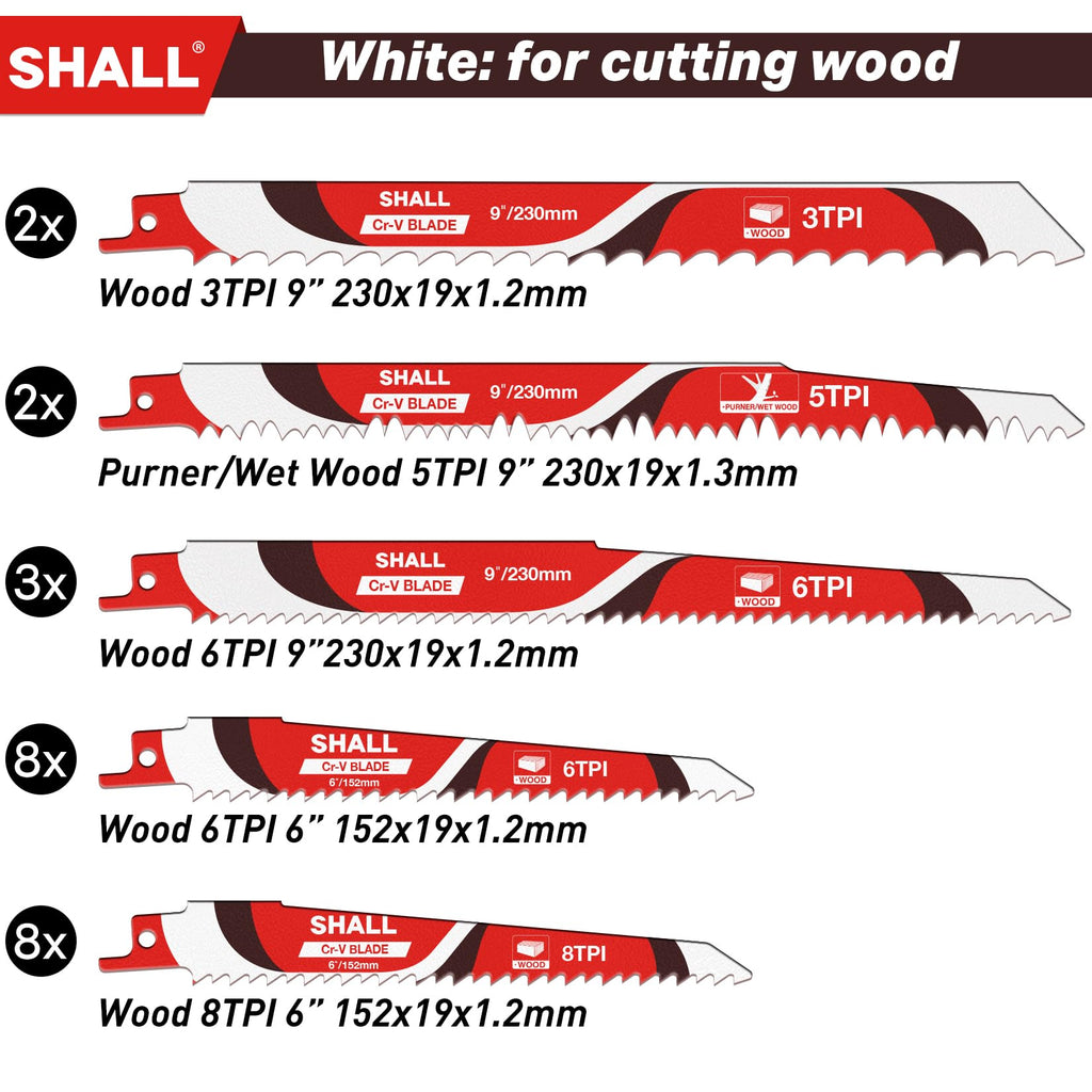 Shall 34Pc Reciprocating Saw Blades Kit Carbide Steel Wood Metal Plastic