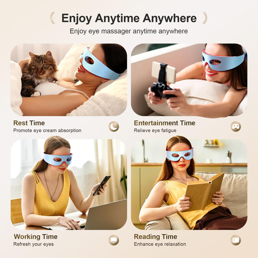 Pedete Red Light Therapy for Eyes, 3 Modes Under-Eye Red Light Eye Mask, Eye
