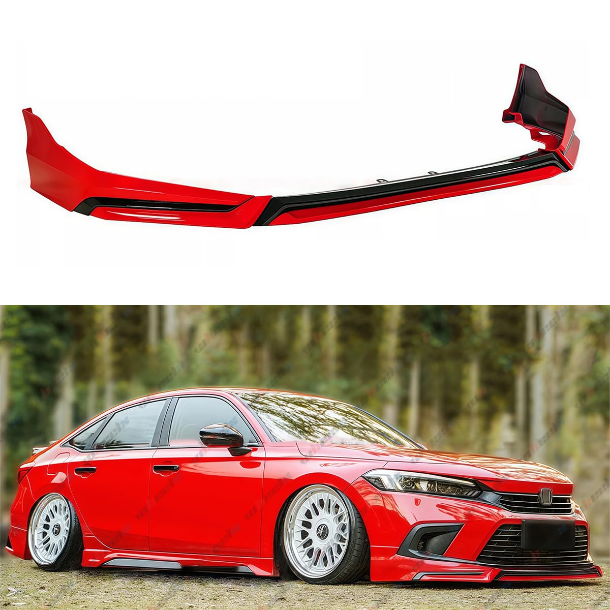 WheelX Front Lip Compatible with 2022-2024 Honda Civic, V3 Style Air Dam Lower