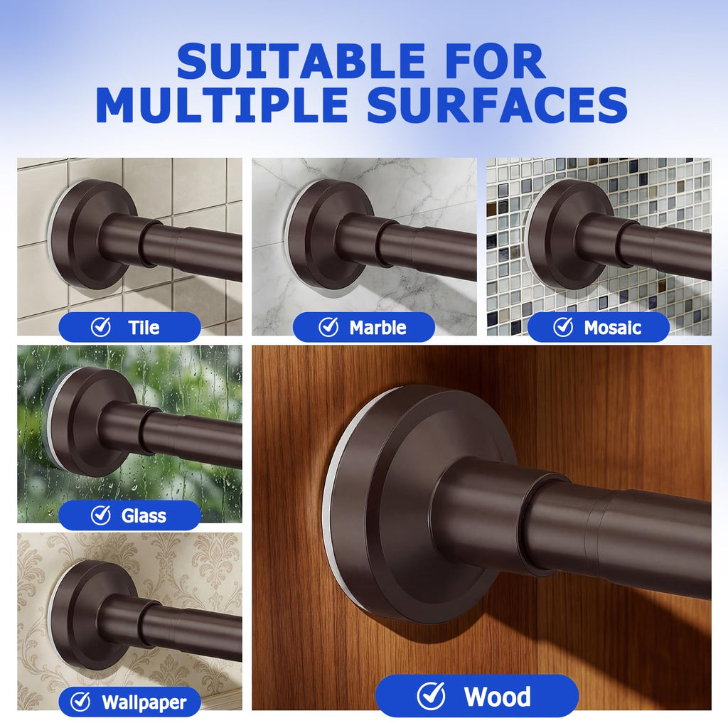 Bonpally Shower Curtain Rod, Adjustable 32-47 Inches Spring Tension Rod,