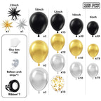 PTGOLUO Black Gold and Silver Balloon Arch Garland Kit 153pcs with Star, 22 18