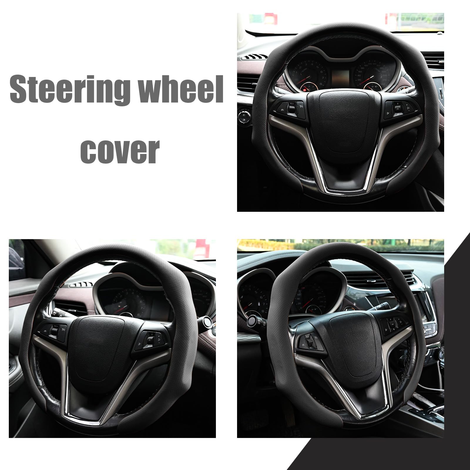 Seeyoo Nappa Leather Steering Wheel Cover, Ultra Thin Non Slip Segmented Car