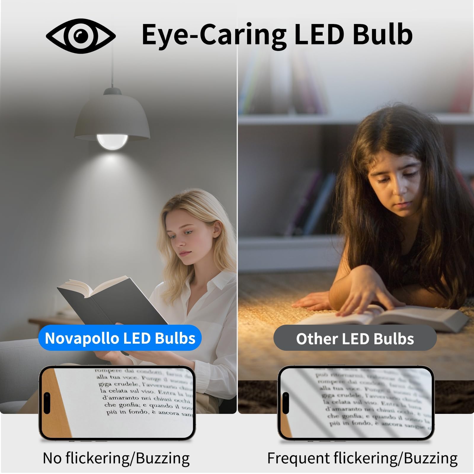 Novapollo LED Light Bulbs, A19 100 Watt Equivalent LED Bulbs, E26 Standard Base,