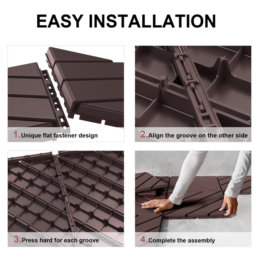 VANCASTLE 36 Pack Interlocking Deck Tiles, 12"x12" Patio Pavers, Heavy Duty