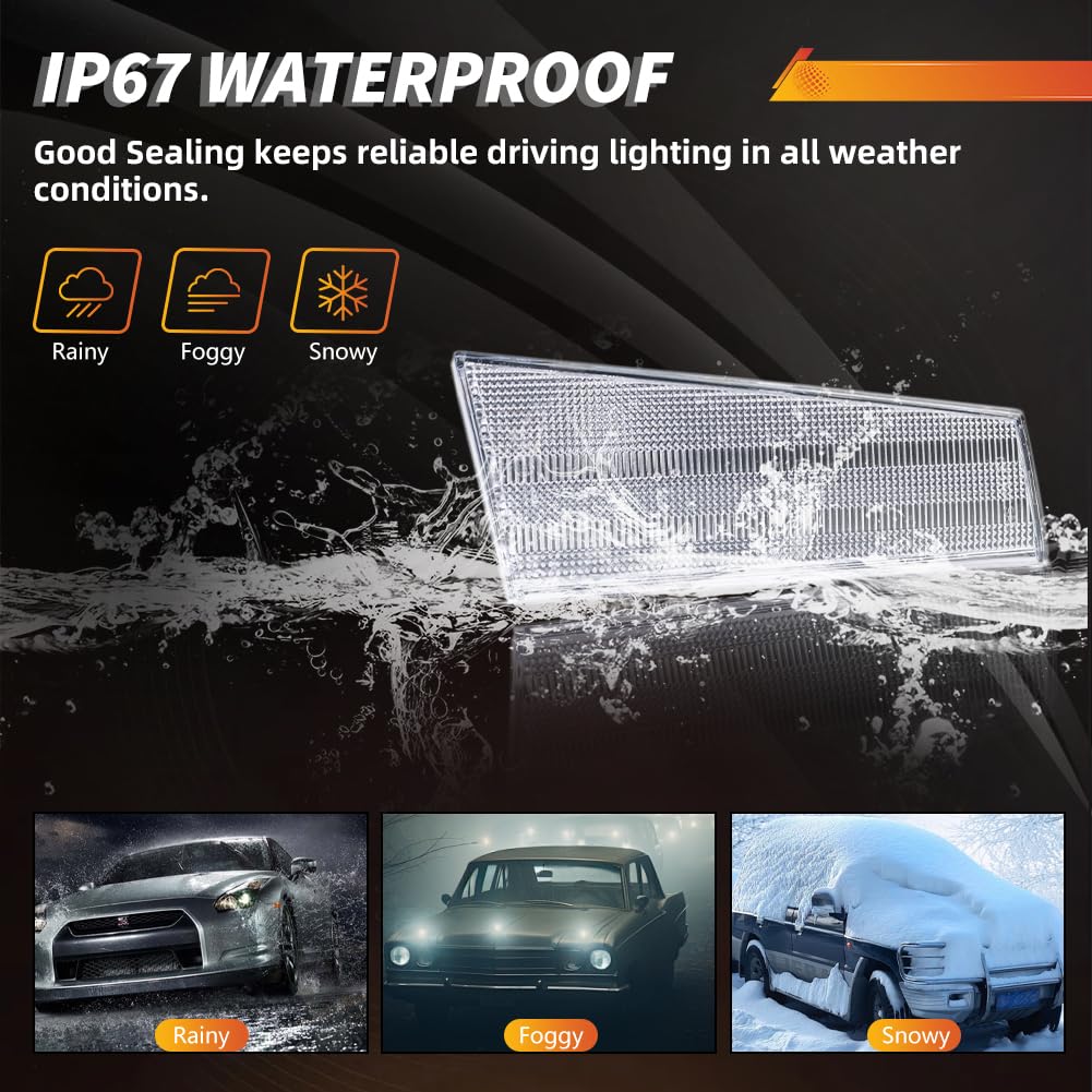 MOTRUM Front Side Marker Lights Housing Compatible with 1978-1979 GMC Caballero, 1978-1979 Chevro-let Malibu/El Camino, [DOT] [IP67 Waterproof] Turn Signal Marker Light Cover [No Bulbs], Clear Lens