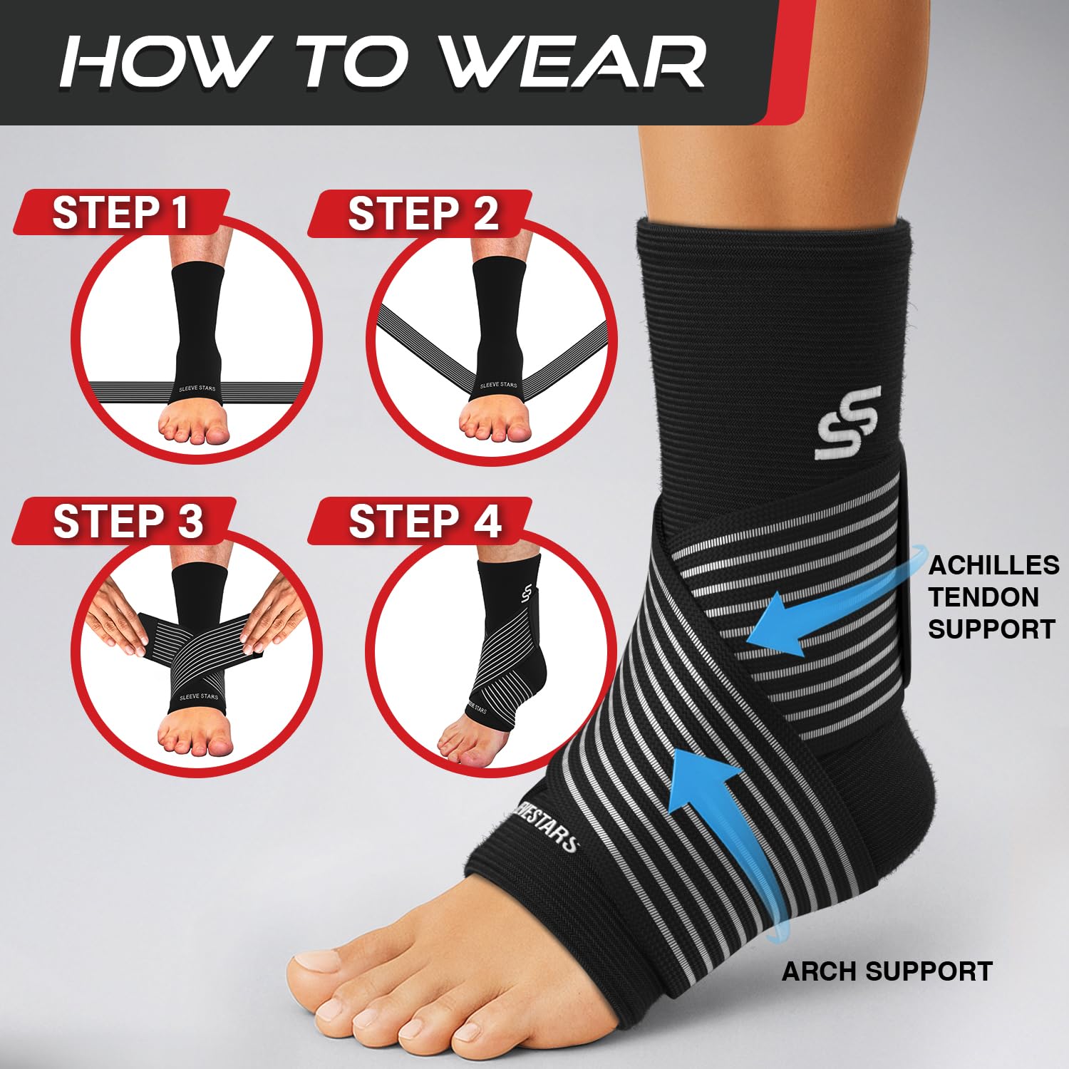 Sleeve Stars Ankle Brace for Women & Men, Ankle Wrap for Sprain, Compression