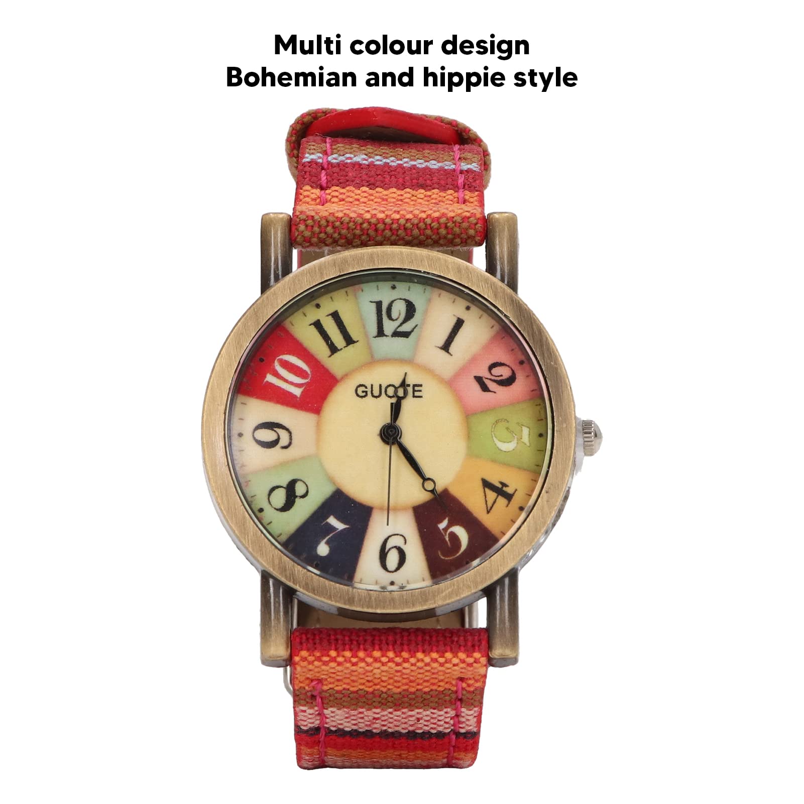 Mrisata Watch Multicolour Bohemian Style Brass PU Leather Women Watch Birthday