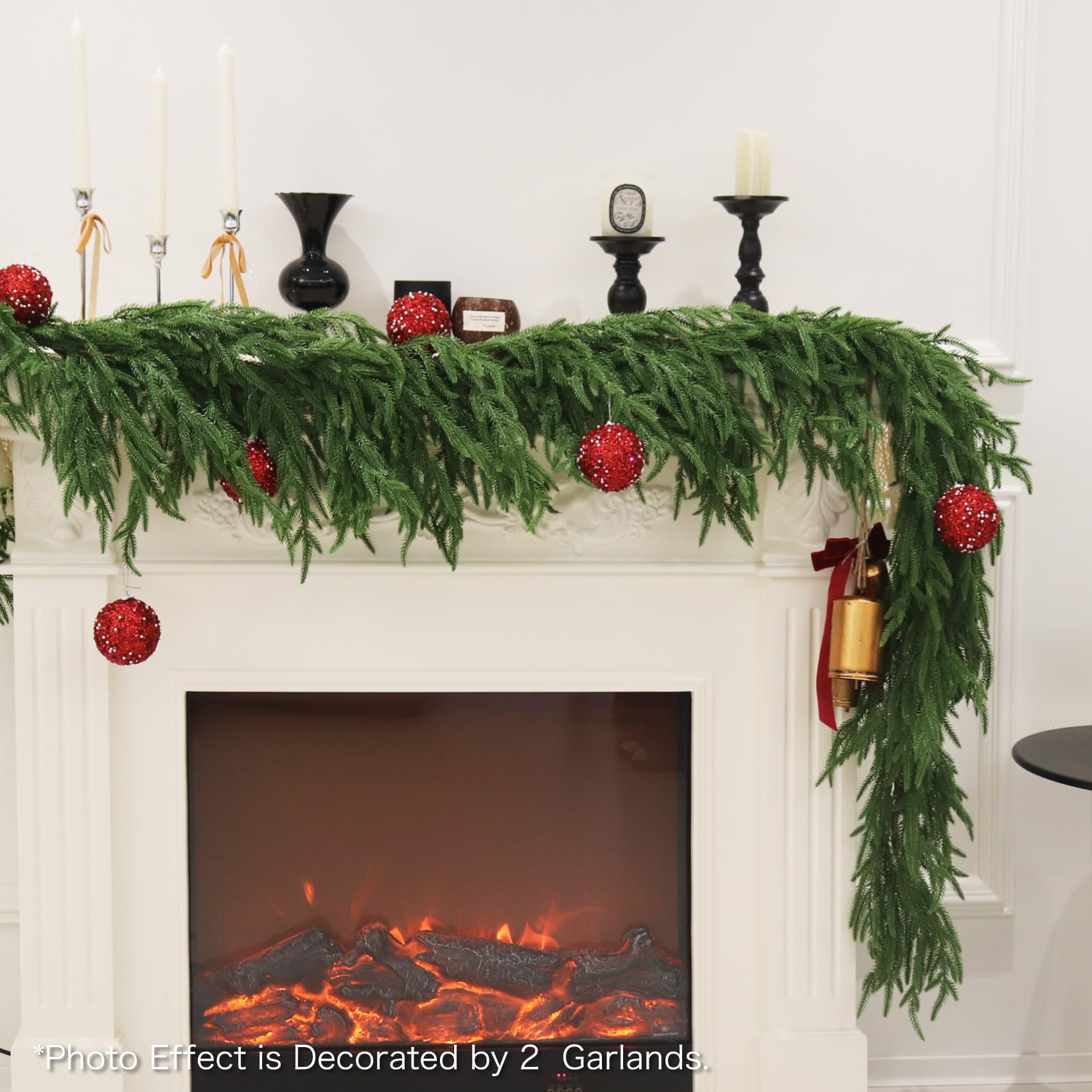 9FT Artificial Christmas Garland Real Touch Pine Greenery Indoor Outdoor Decor