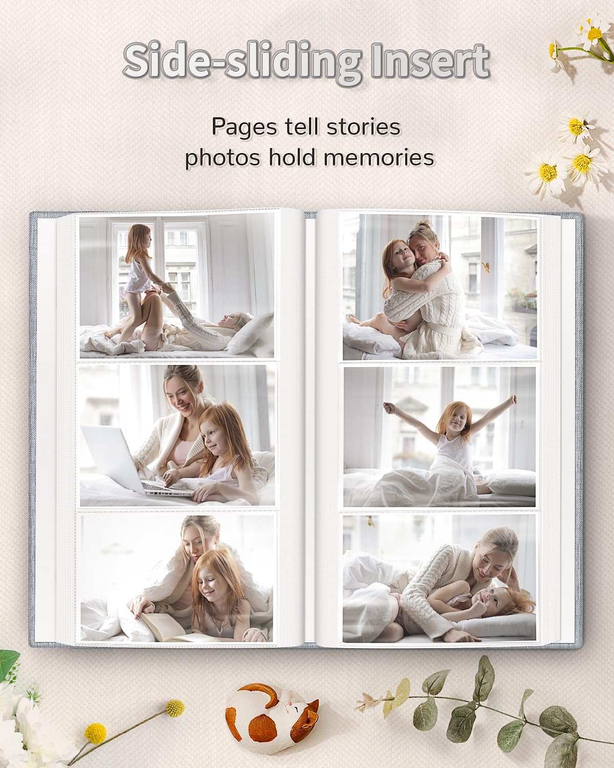 Artfeel Photo Album 4x6 300 Pockets Linen Cover Memory Book White Pages