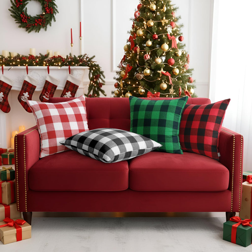 Thmyo 16x16inch  4-Pack Buffalo Check Plaid Throw Pillow Covers Farmhouse Rustic