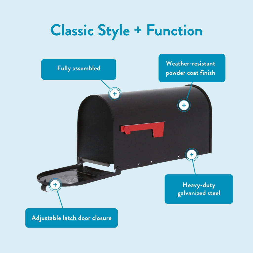 Architectural Mailboxes Elite Post Mount Mailbox Black Large