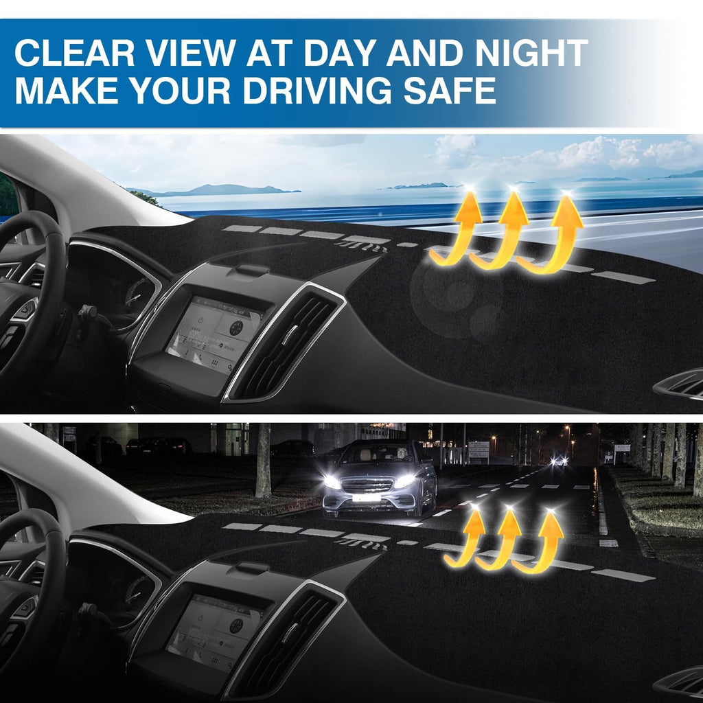 KUST Black Dashboard Cover Compatible with Ford Edge 2015-2024 Dashboard Cover Accessories for Edge Non-Slip Polyester Dashboard Mat Custom Fit Center Console Sunshield Protector No Glare
