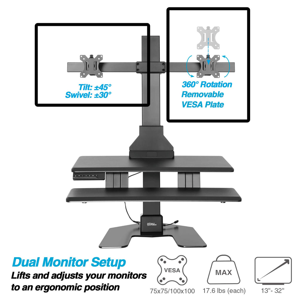 AVLT Electric Standing Desk Converter Triple 32" Monitor Sit Stand Riser