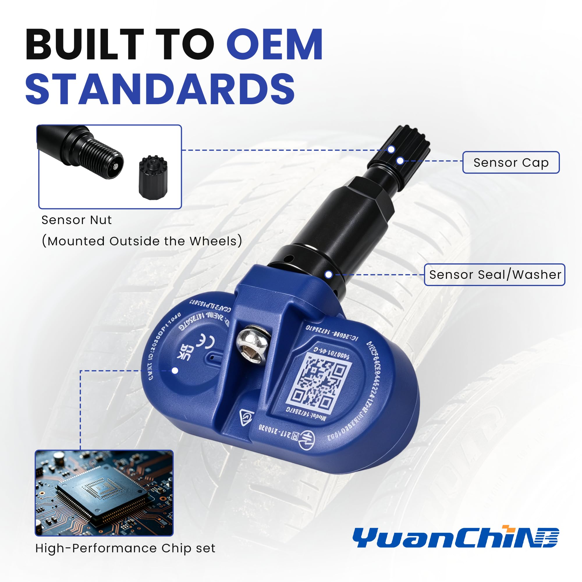 YUANCHINB Bluetooth TPMS Sensor Compatible with 2020-2026 Tesla Model 3 Model Y Model S Model X Tire Pressure Monitoring System Replaces OE 1490701-01-B 1490701-00-B 1PC