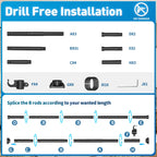 SUNALLY Tension Curtain Rod Room Divider 4-10FT No Drill Floor Ceiling Black