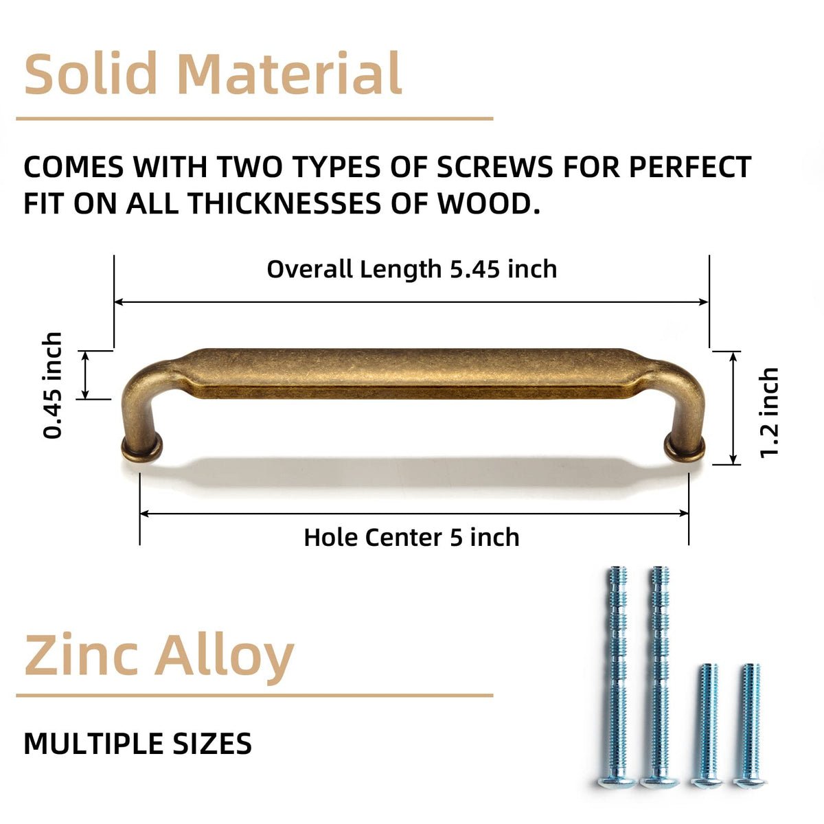 Goo-Ki 12 Pack 5 Inch （128mm） Hole Center Cabinet Pulls Antique Brass Zinc Alloy