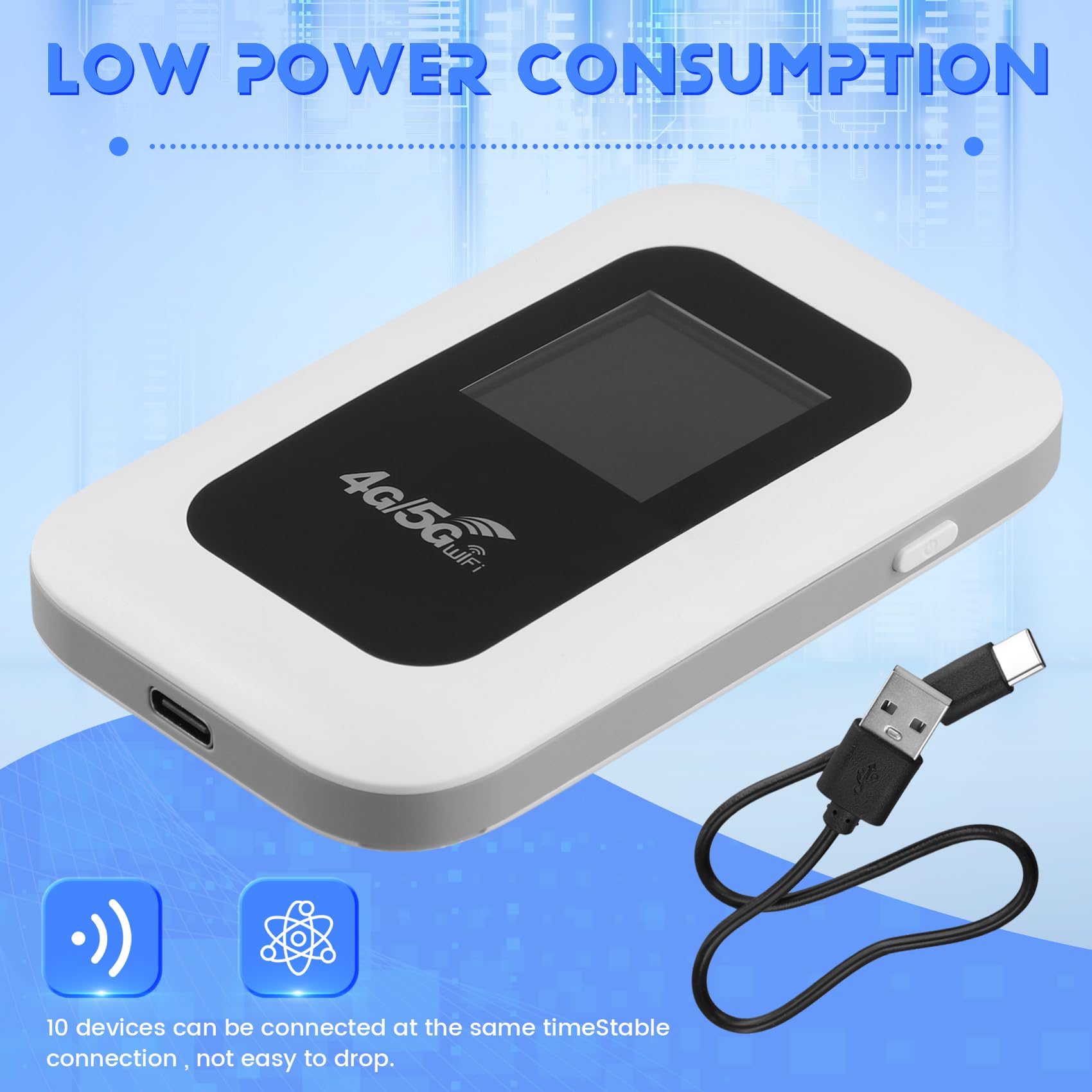 Wooswen 4G WiFi Router with Screen 150Mbps WiFi Modem Car Mobile WiFi Wireless
