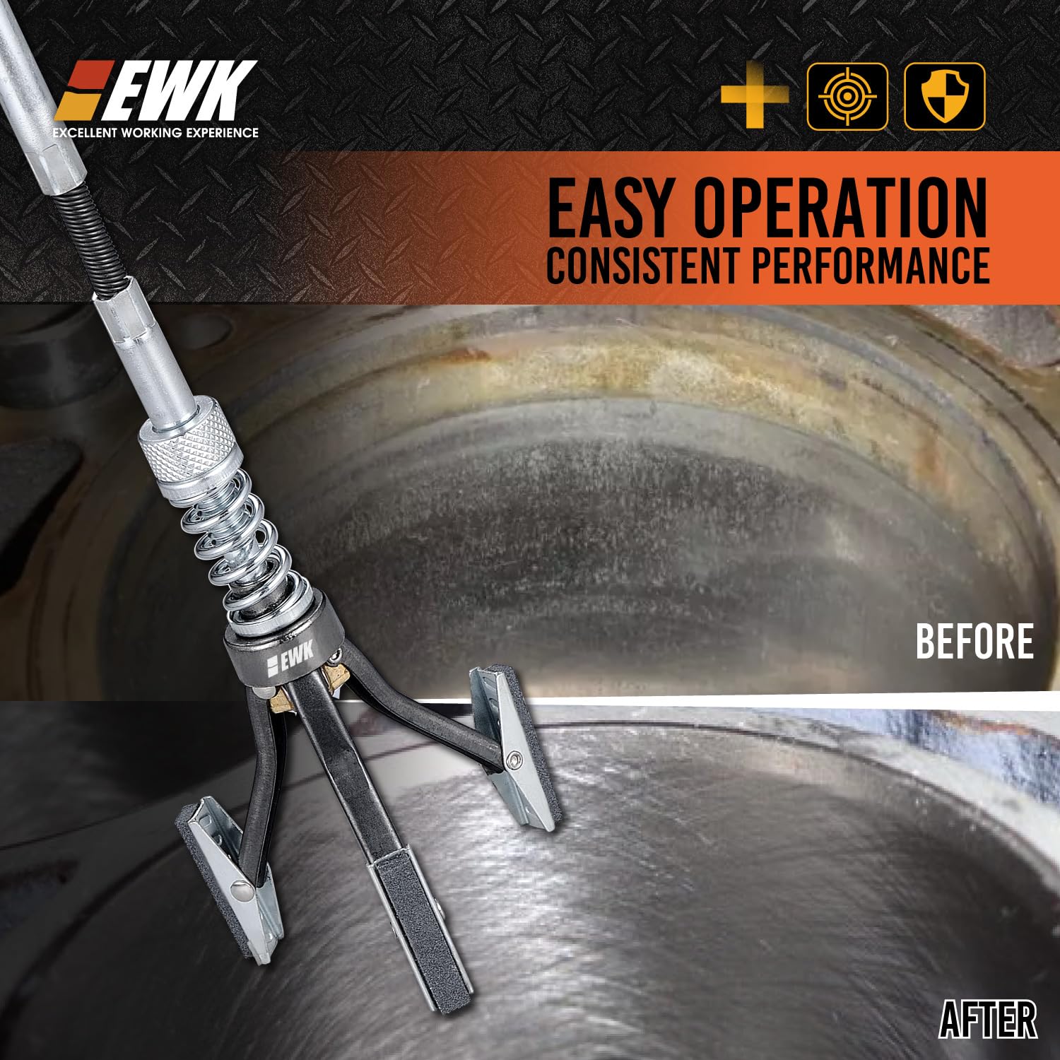 EWK Engine Cylinder Hone Tool 1-2.5 inch 3 Stone Adjustable Deglazer 220 Grit