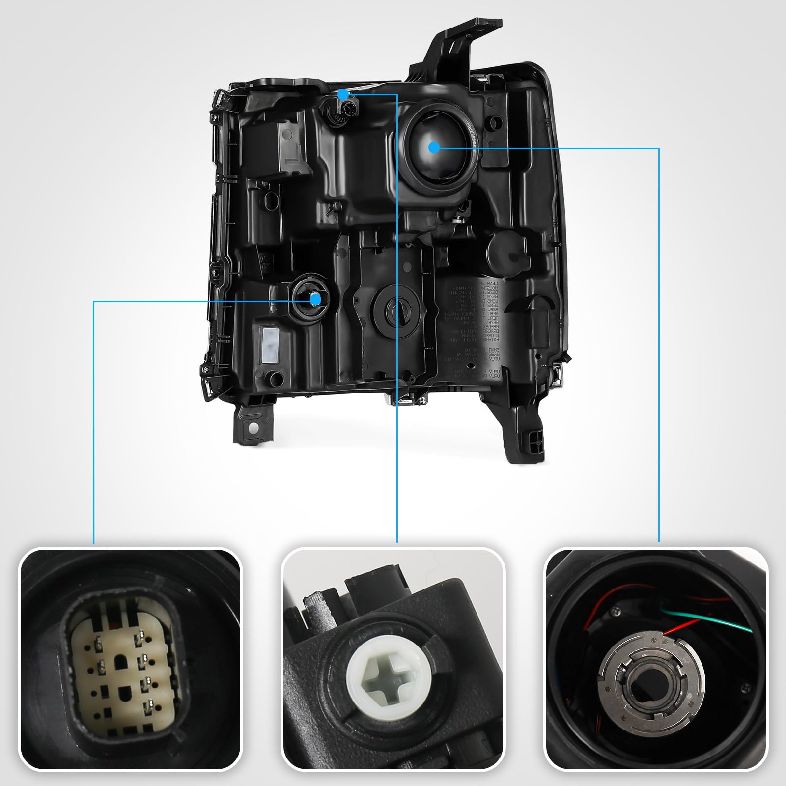 Huray Right Headlight for Chevy Silverado 1500 2016-2018 [Only for HID Model]