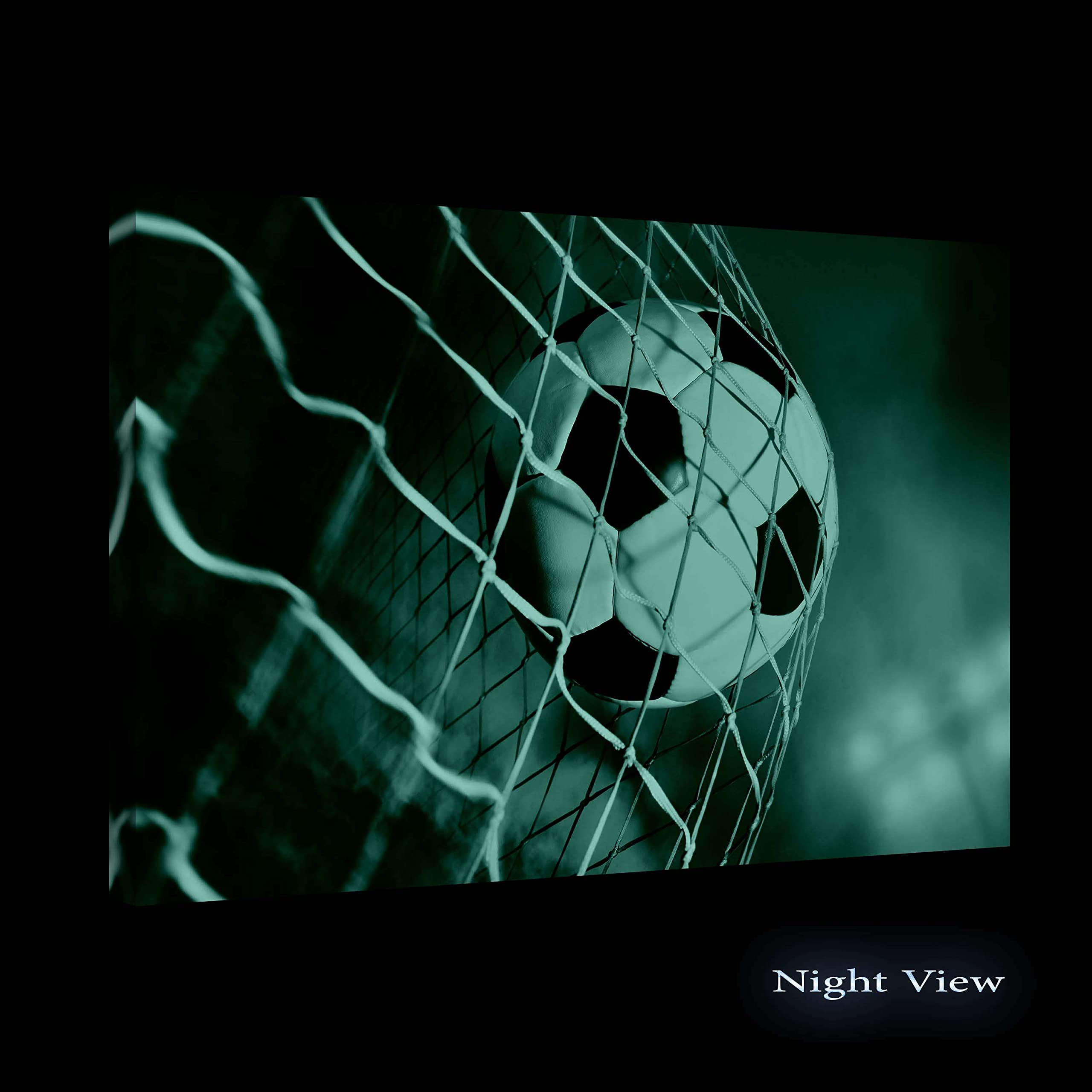 Startonight Wall Art Canvas Soccer Ball, Sports Picture Ball Net Blue Sky
