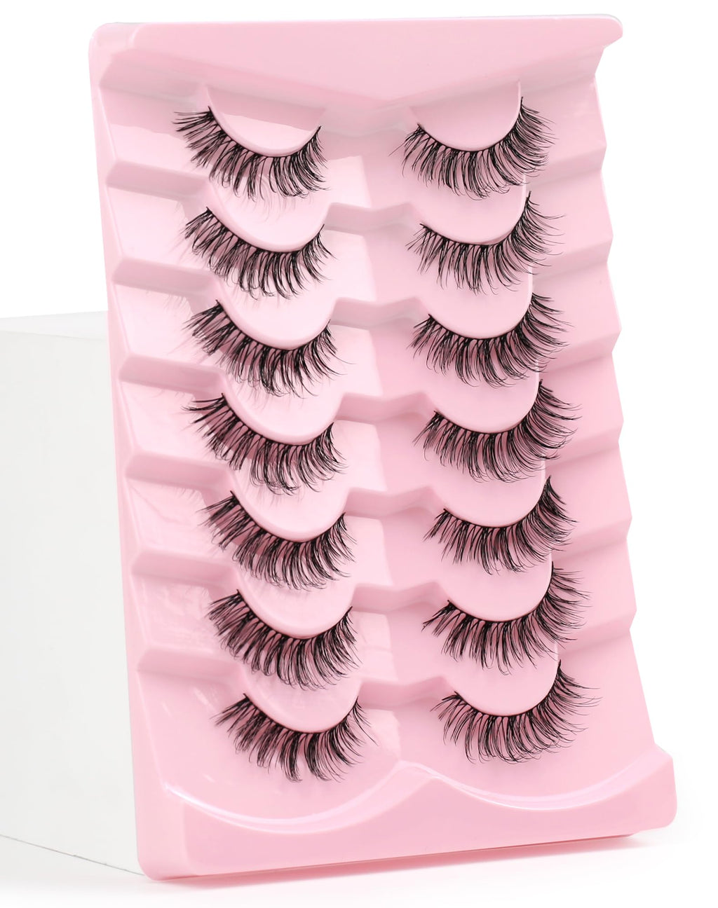 Volume Fluffy Wispy Faux Mink Lashes Natural Look Brown Eyelashes 7 Count