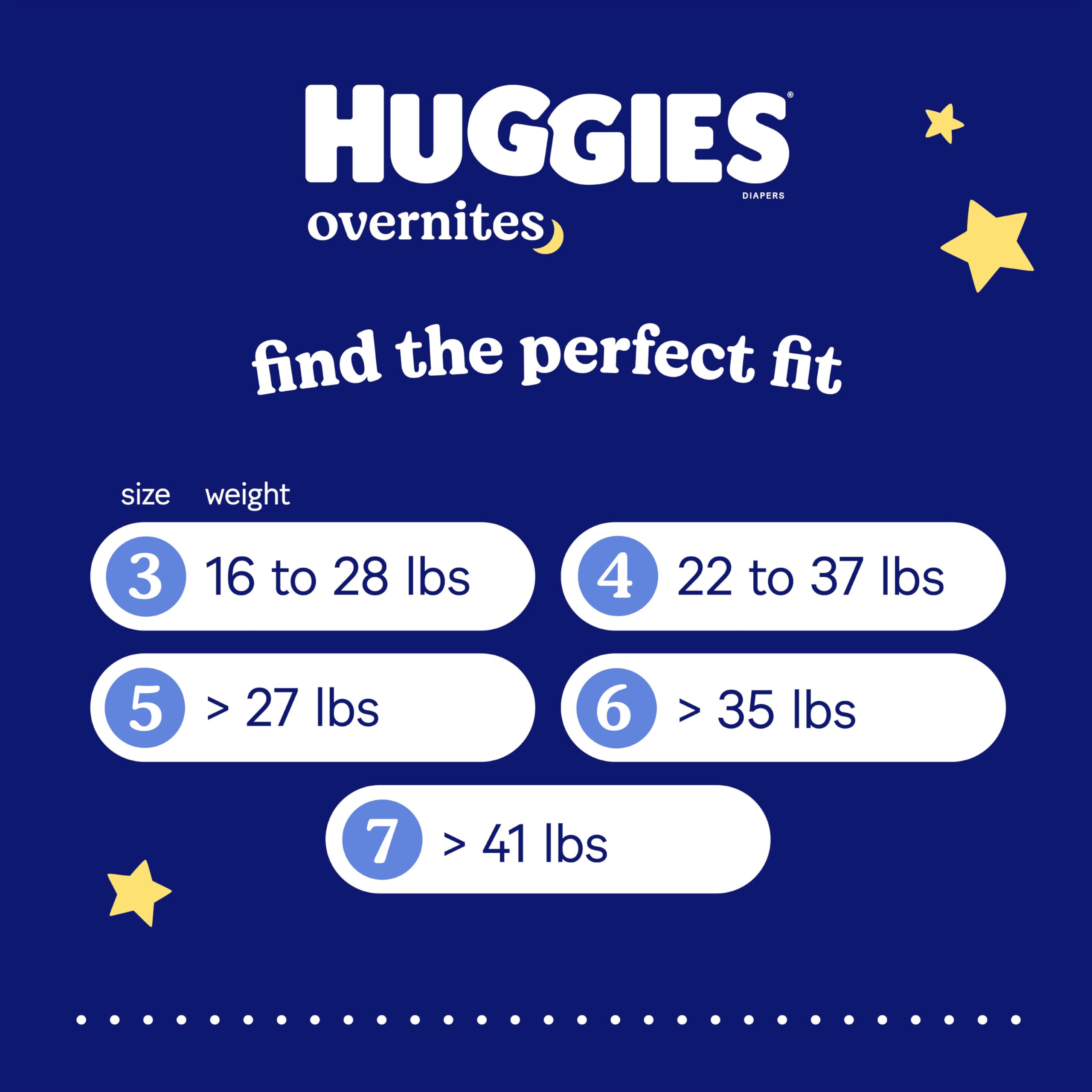 33 Count Huggies Overnites Size 3 Overnight Diapers (16-28 lbs),  Packaging May