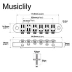 Musiclily Pro 10.4mm Guitar Roller Saddle Bridge ABR Tune-O-Matic Bridge With M4 Post for Les Paul SG Style Electric Guitar Replacement, Nickel