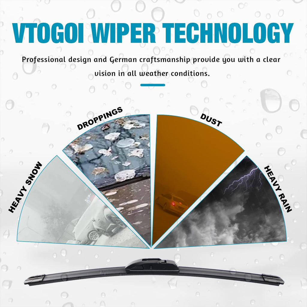 2 Pack VTOGOI OEM Quality 24''+18'' Premium All-Season Auto Windshield Natural