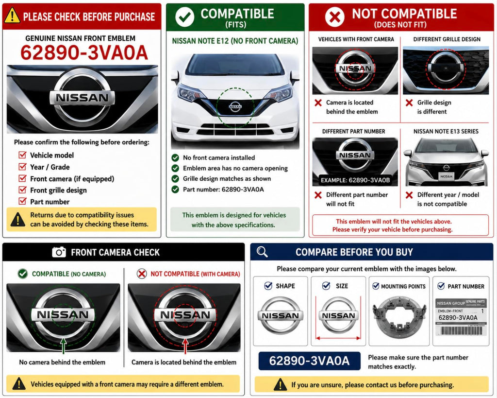 Genuine Nissan Parts - Emblem-Front (62890-3VA0A)