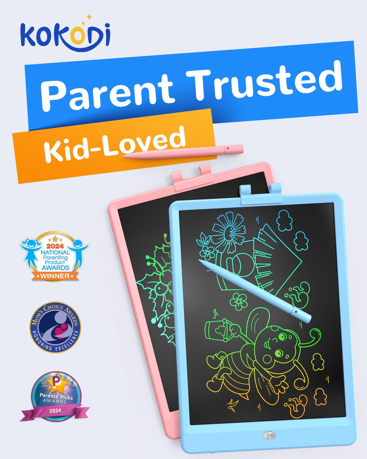 KOKODI LCD Writing Tablet, Gifts for 3 Years Old Boys and Girls，10 Inch Colorful