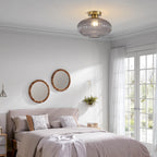 BOKT Smoke Grey Glass Globe Ceiling Light Mid Century Farmhouse Hallway Lamp
