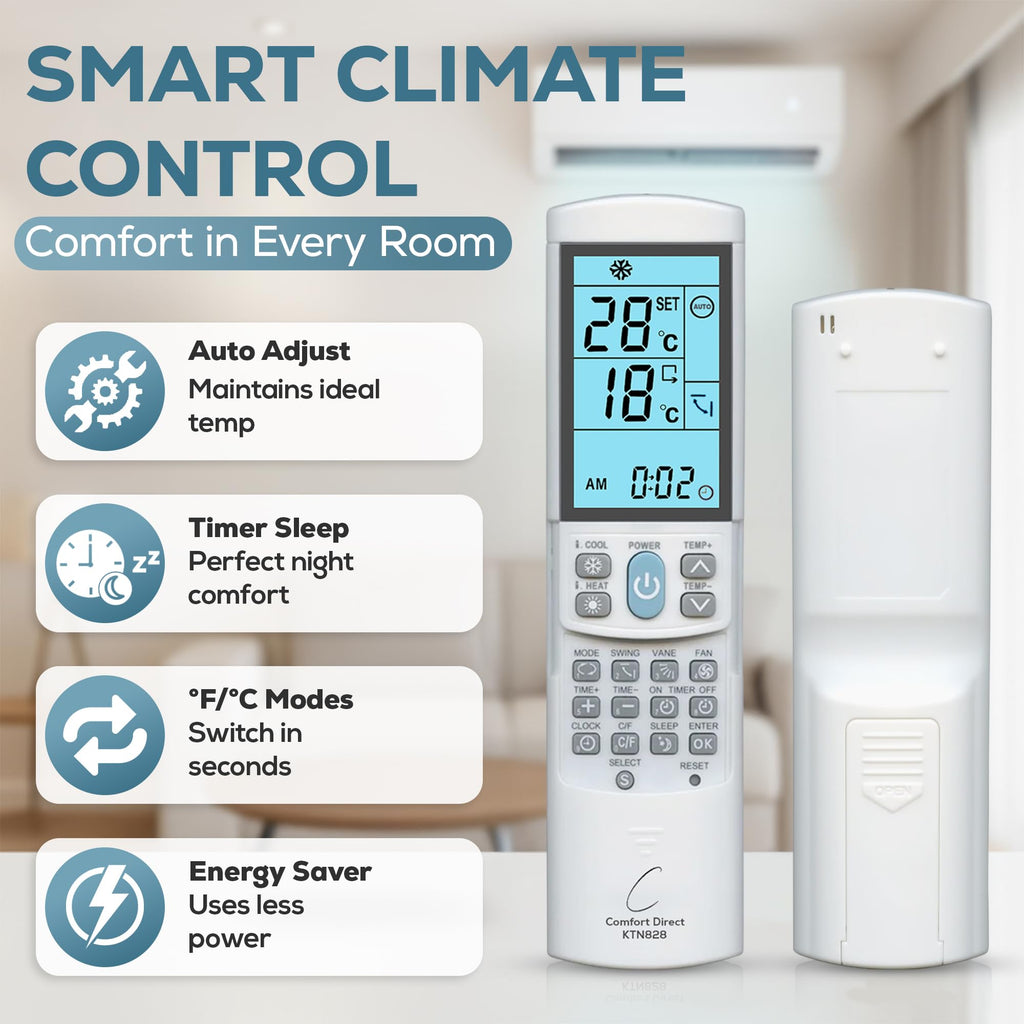 KTN828 Universal Mini Split A/C Remote Control Dual °F °C Modes