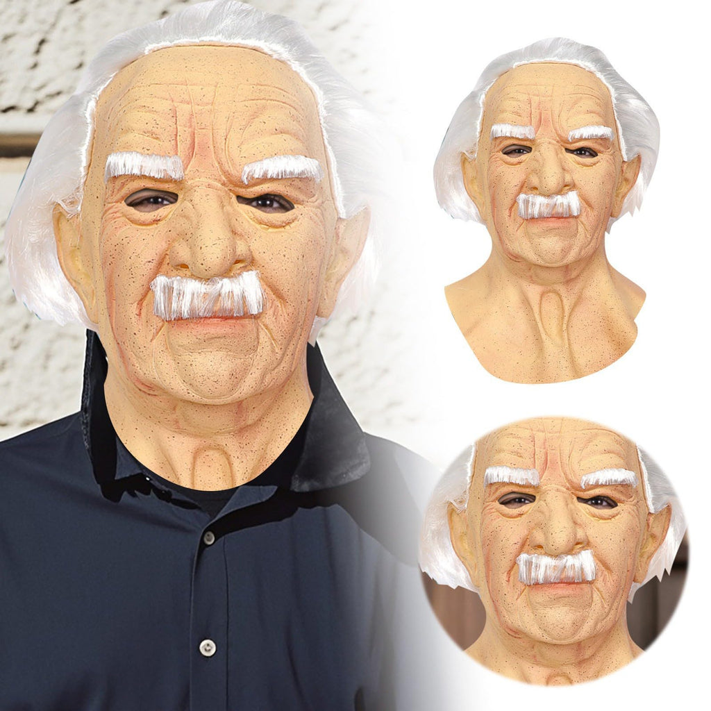 OPEN BOX Halloween Creepy Old Man Latex Mask Realistic Wrinkle Full Head Cosplay