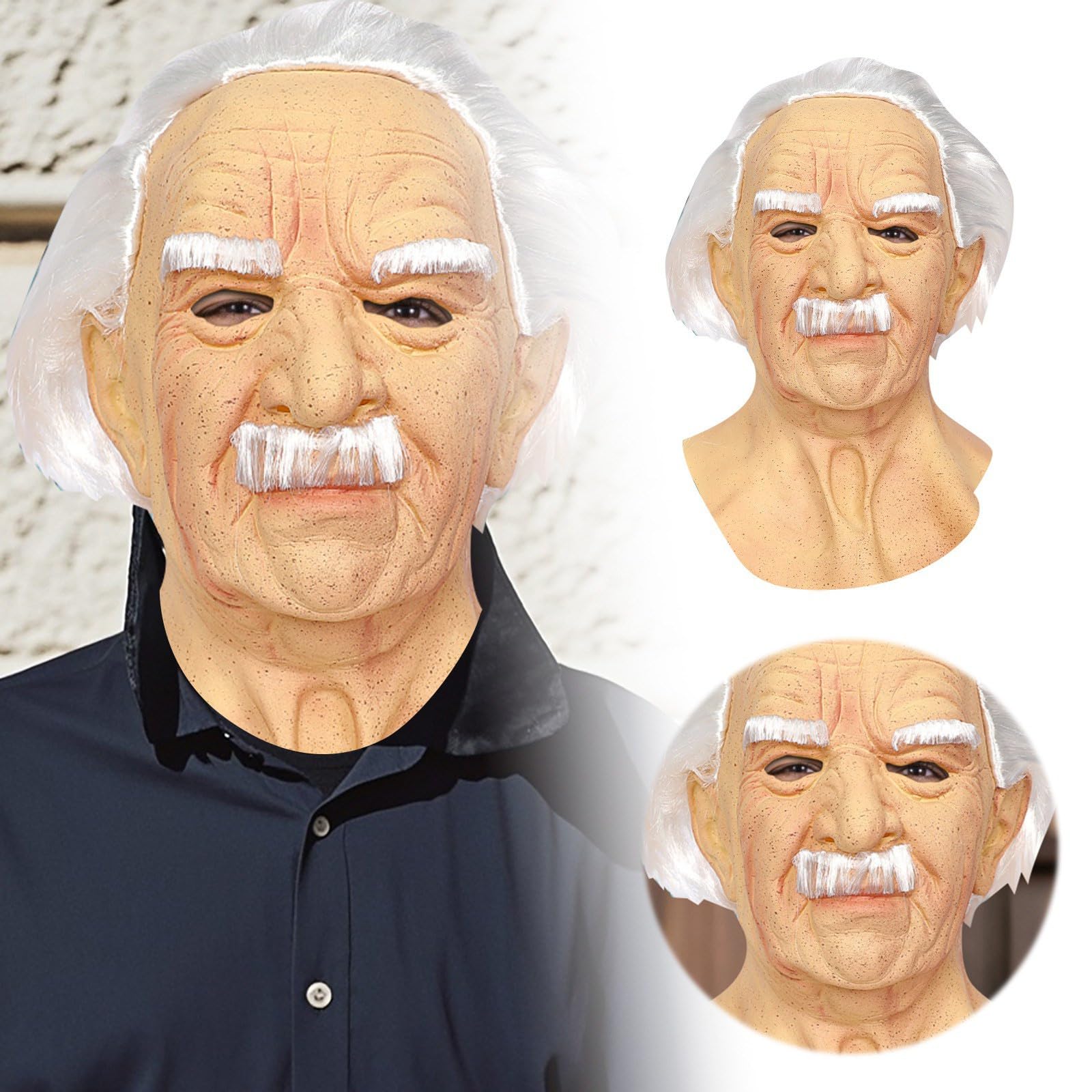 OPEN BOX Halloween Creepy Old Man Latex Mask Realistic Wrinkle Full Head Cosplay
