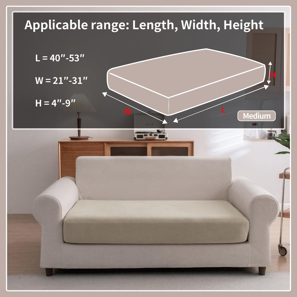 Stretch Sofa Couch Cover Washable Anti Slip Furniture Protector Light Brown