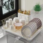 Buruis Gold Stainless Steel Dish Drying Rack Large Kitchen Countertop Organizer