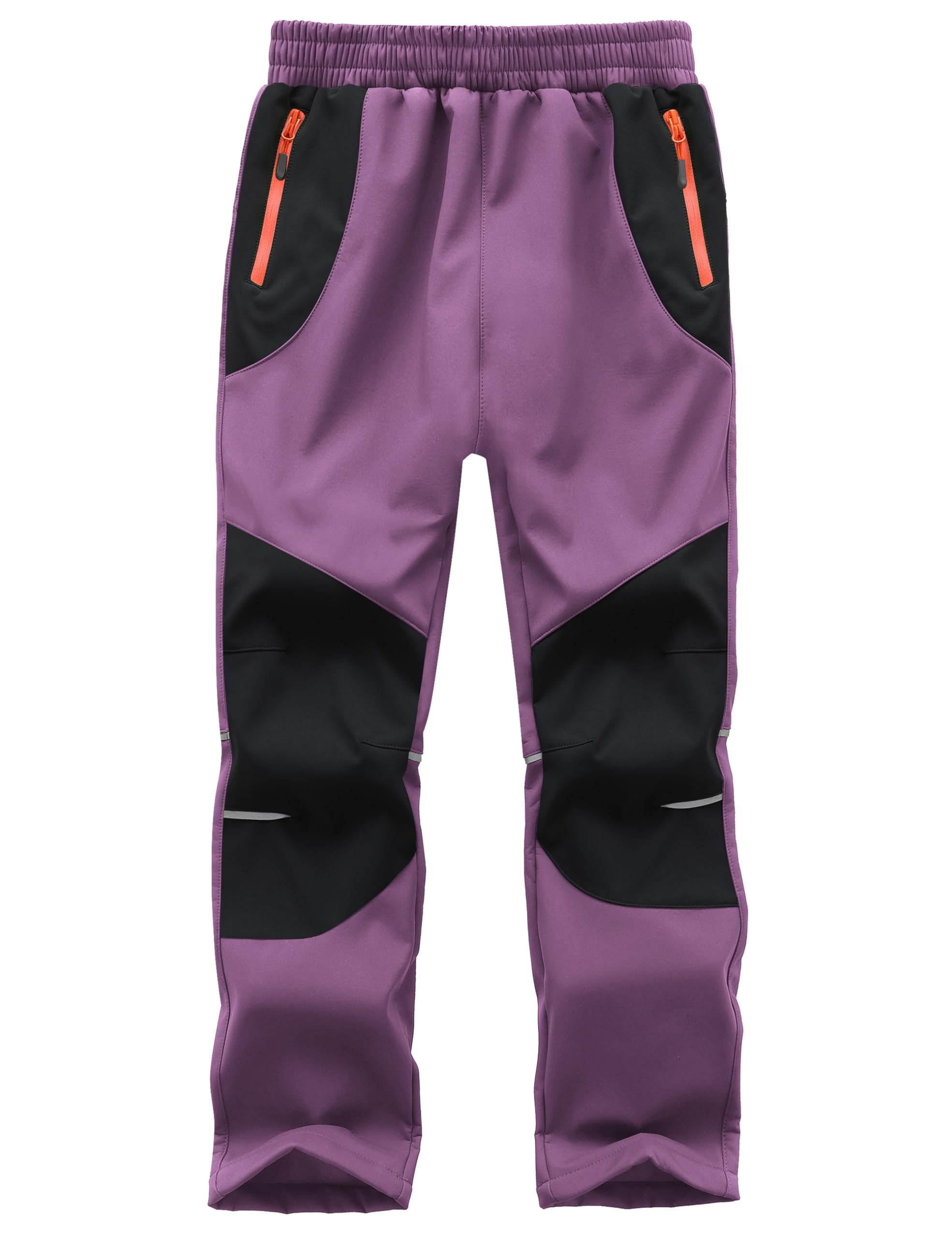 Kids Girls Snow Pants Waterproof Ski Pants Fleece Lined Winter Purple/Black M