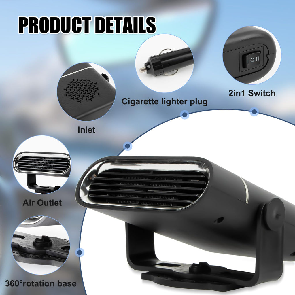 Car Heater - PSLER 12v Plug in Heater for Car, Windshield Warmer Quick