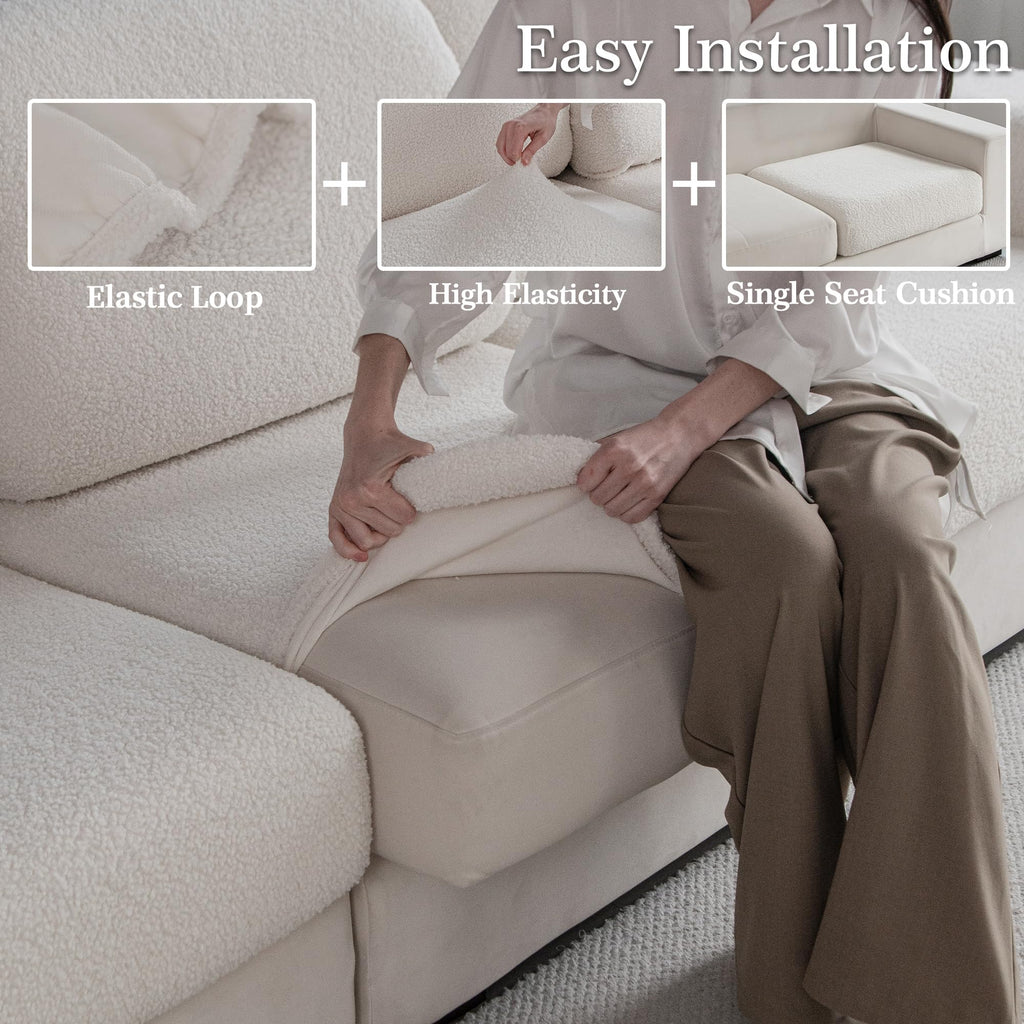 OHSIO Couch Cushion Covers for Sectional Sofa, Stretch Soft Sofa Slipcovers