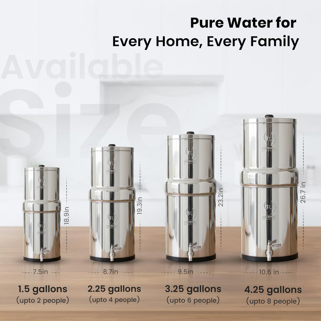 Gravity Water Filter System - 1.5 Gallons NSF Certified AISI 304 Stainless Steel