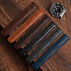 WOCCI 20mm Watch Band, Top Grain Leather, Embossed Alligator Grain, Quick