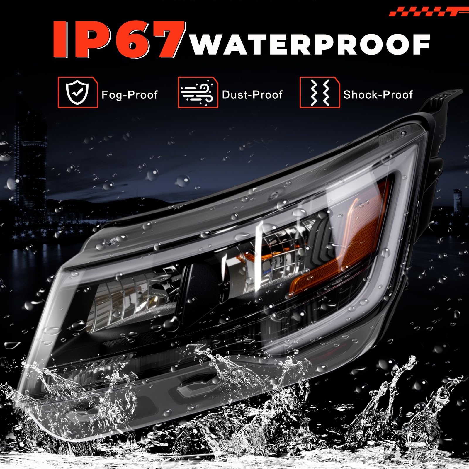 LH Chrome Bezel LED Headlight Assembly W/o LED Control Module Compatible with
