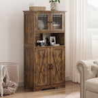 GarveeHome 54 in Tall Bathroom Cabinet, Farmhouse Storage Cabinet with Glass