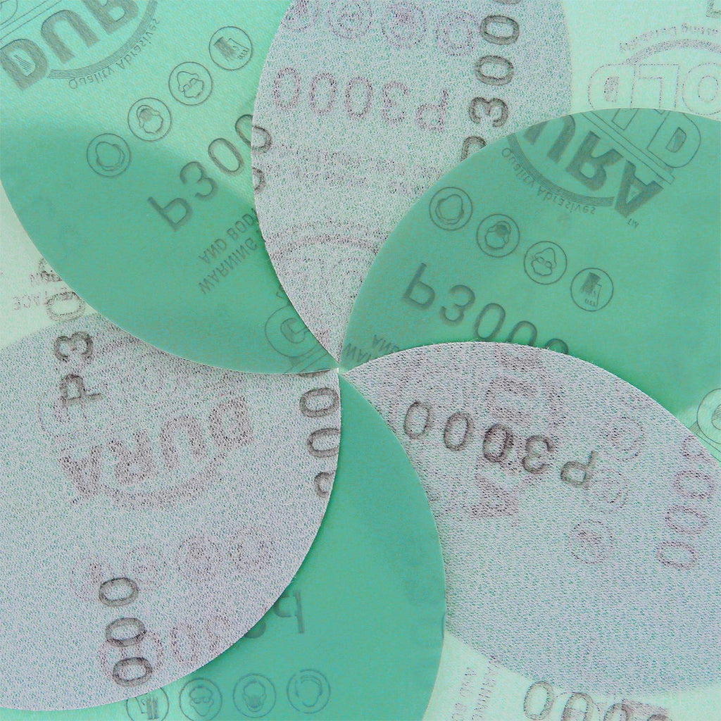 Dura-Gold Premium 5" Green Film Sanding Discs - 3000 Grit (Box of 50) - Hook &