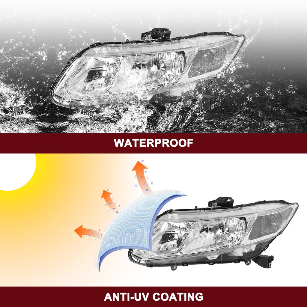 Headlights Assembly for 2012-2015 Honda Civic 4Dr Sedan | 2012-2013 Honda Civic