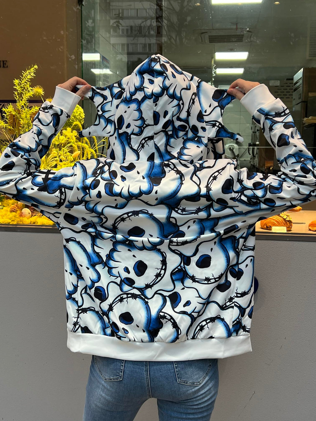 X- Large White OATSBAS Retro Lazy Style Hoodie for Men Women Fun Multi Angle