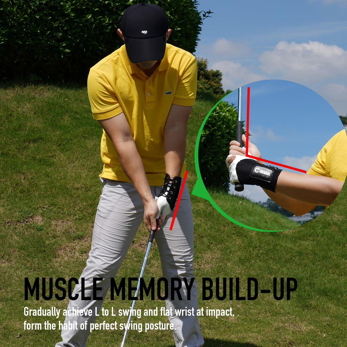 GAIARENA Golf Wrist Hinge Trainer Brace Swing Training Aid Left Hand M